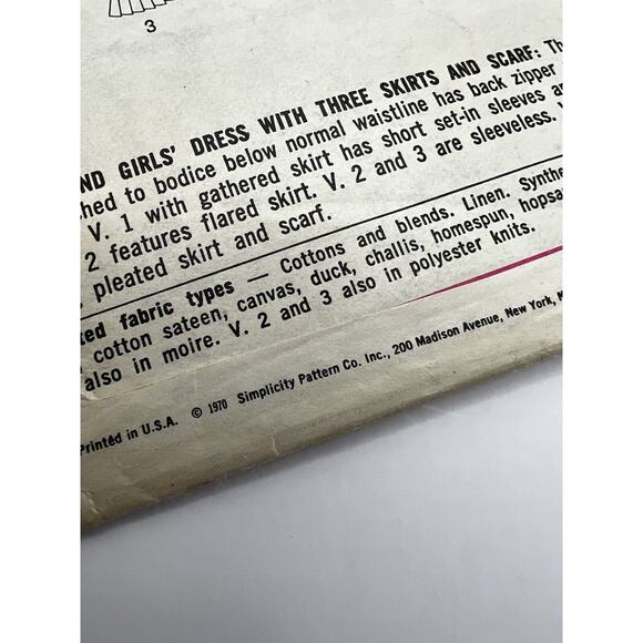 Vintage 1970 Sewing Pattern Women Girls Dresses Simplicity 8864 - Picture 3 of 3